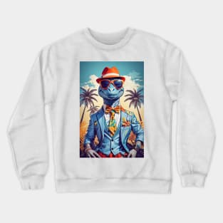 Cool Tropical Dinosaur AI Art Crewneck Sweatshirt